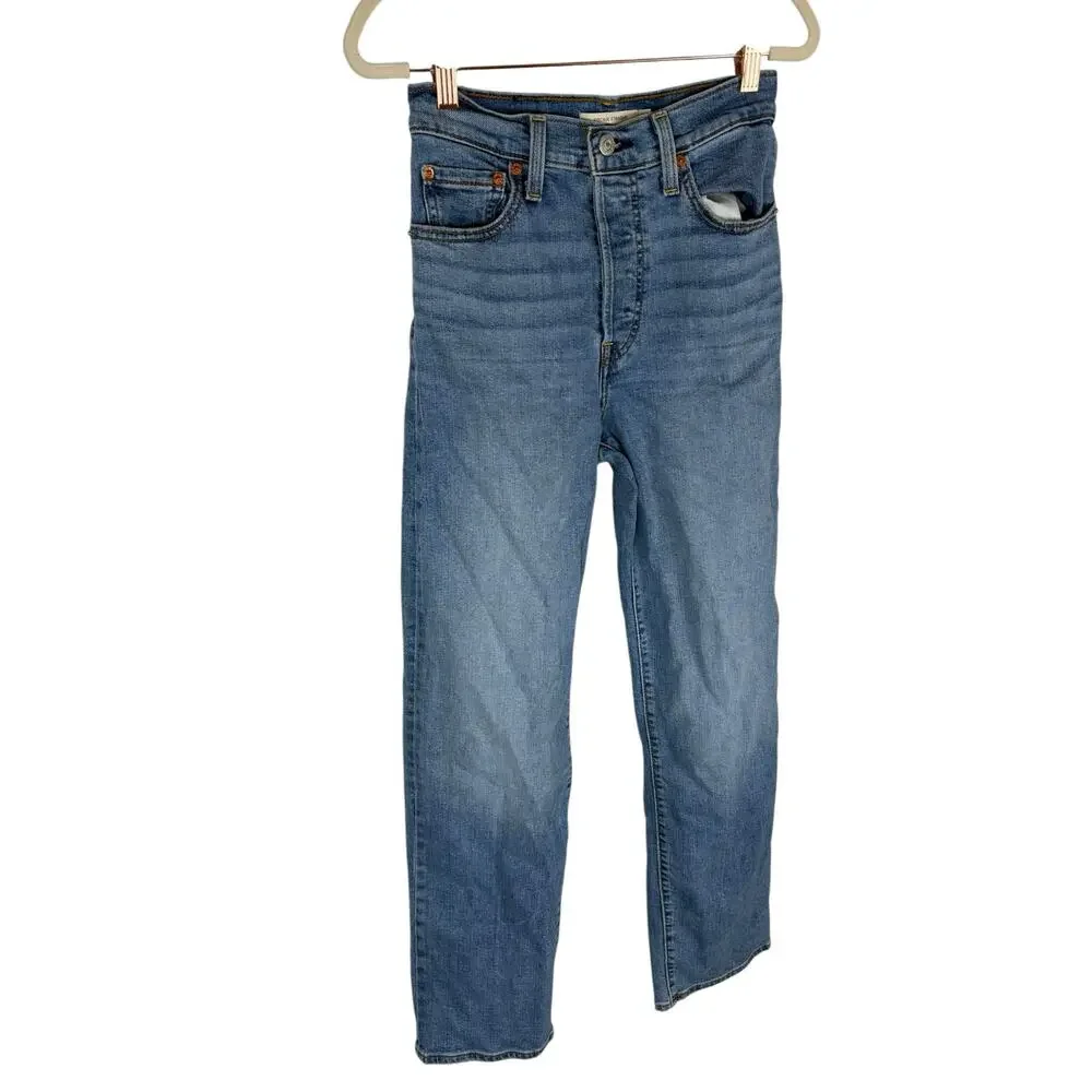 Levis Ribcage Straight Ankle Jeans High Rise Classic Retro Y2K Vintage 26